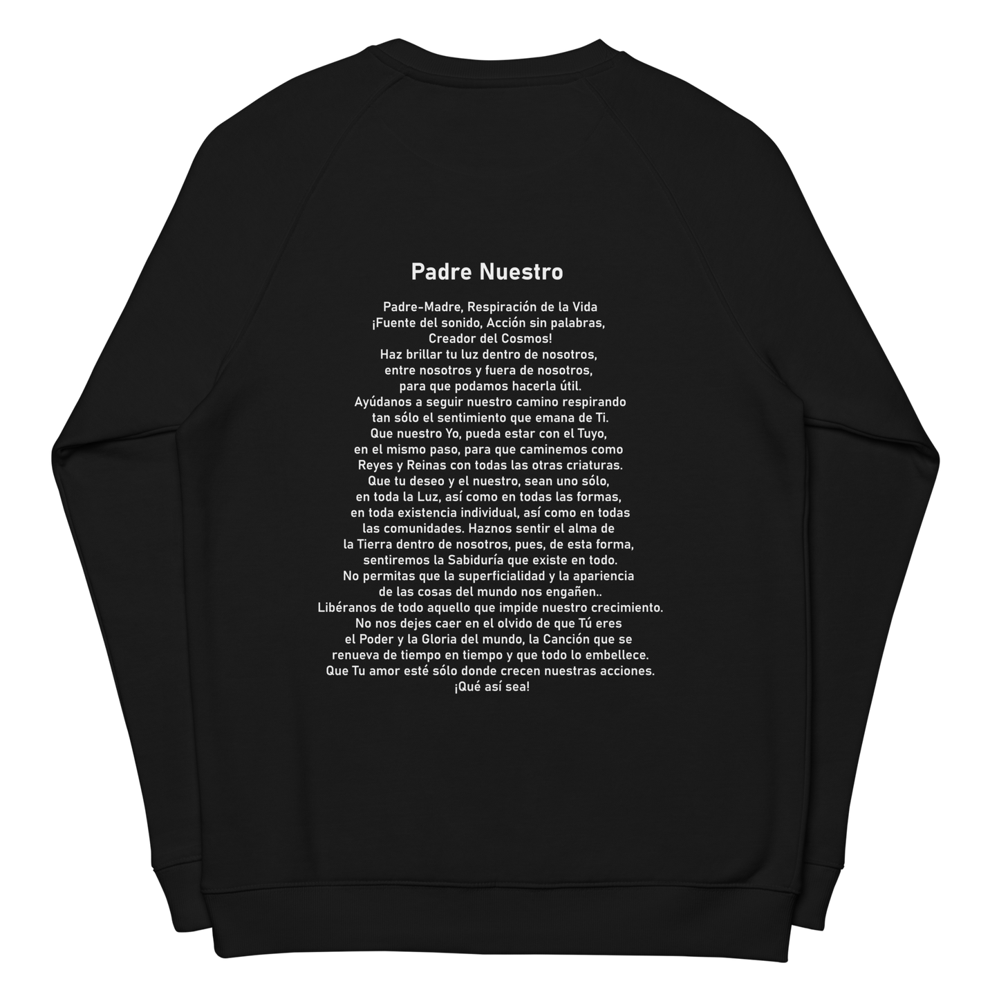 Padre Nuestro, Unisex organic raglan sweatshirt